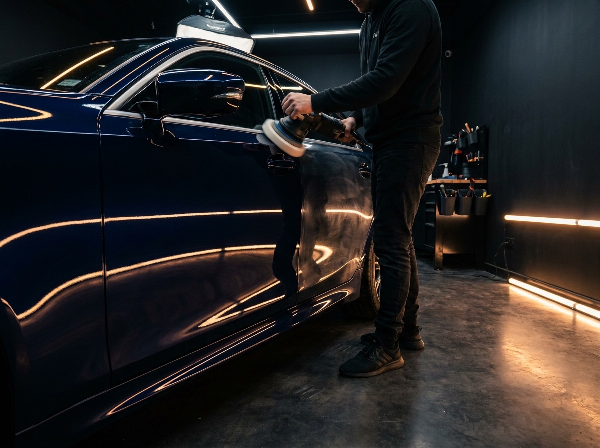 Machine polisher correcting paint